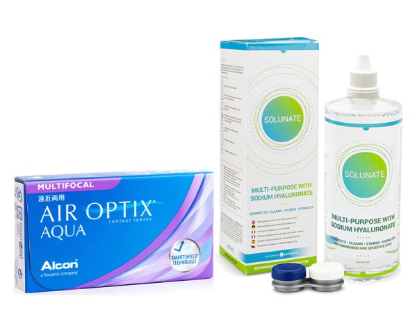 Air Optix Aqua Multifocal (6 lenses) +Solunate Multi-Purpose 400 ml with case